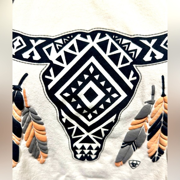 EUC Ariat Relaxed Fit Cropped Longhorn Graphic Tee Sz XL - Picture 6 of 16